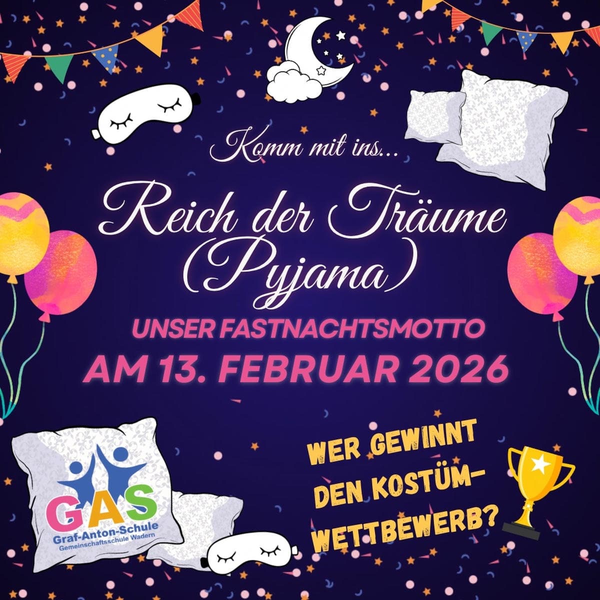 Fastnachtsmotto 2026: „Reich der Träume (Pyjama)